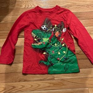 Boys Cat & Jack Christmas Dinosaur Shirt Size XS (4/5)